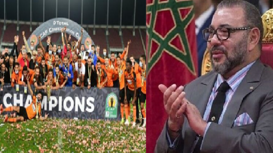 جلالة الملك يهنئ أعضاء نادي النهضة الرياضية البركانية لكرة القدم بمناسبة التتويج بكأس الكونفدرالية الإفريقية
