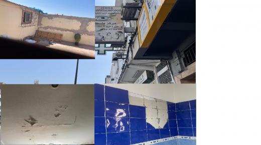 الدارالبيضاء (اسباتة) : استغلال النفود تغرق عمارة بشارع ادريس الحارثي في فوضى البناء العشوائي ، وإلحاق أضرارا مادية بعيادة أمراض العيون